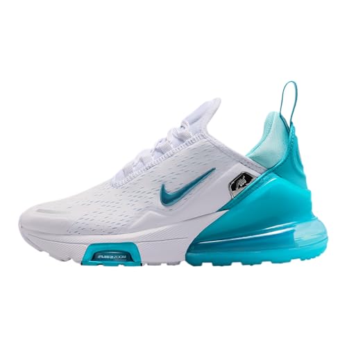 Nike Air Max 270 Premium Big Kids' Shoes (White/Copa/Teal Tint/Chlorine Blue) Size 6.5