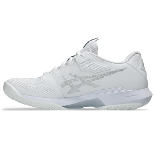 ASICS Women's Solution Speed FlyteFoam 4 Clay Tennis Shoes, 7.5, White/Pure Silver