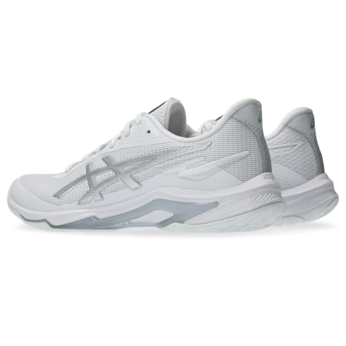 ASICS Women's Netburner Ballistic FlyteFoam 4 Volleyball Shoes, 11.5, White/Pure Silver