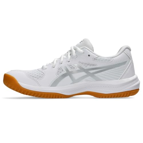ASICS Women's Upcourt 6 Volleyball Shoes, 8, White/Pure Silver