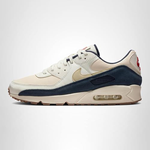 Nike Air Max 90 Premium Men's Shoes (Pale Ivory/Thunder Blue/Sail/Light Khaki) Size 8