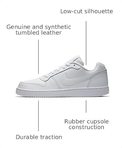 NIKE Men's Nike Ebernon Low Shoe, white/white, 13 Regular US
