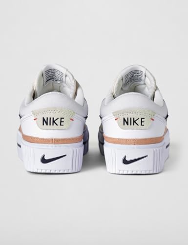 Nike Women's Court Legacy Lift Shoes, White/Black-Hemp-Team Orange, 9
