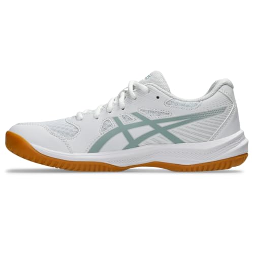 ASICS Women's Upcourt 6 Volleyball Shoes, 7.5, White/Ocean Haze