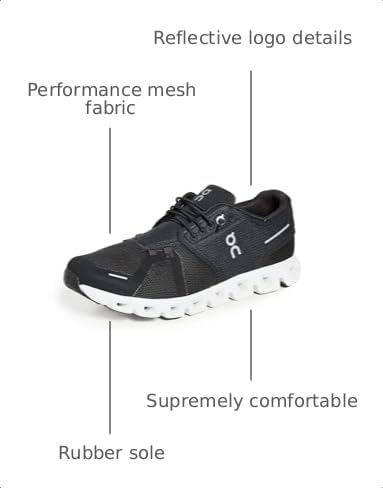On Men's Cloud 5 Sneakers, Black/White, 9.5 Medium US