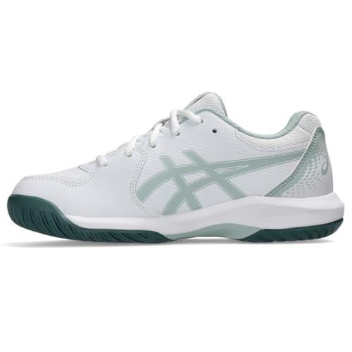 ASICS Kid's Gel-Dedicate 8 Grade School Tennis Shoes, 2, White/Cold Moss