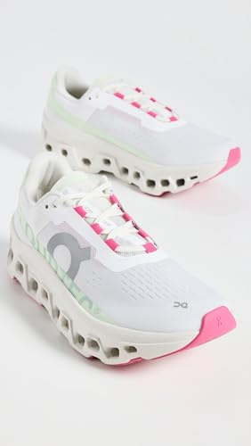 On Women's Cloudmonster Sneakers, White/Lima, 11 Medium US