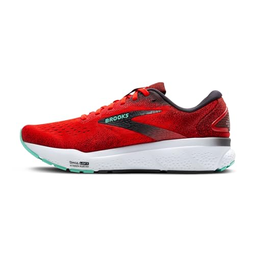 Brooks Men’s Ghost 16 Neutral Running Shoe - Fiery Red/Ebony/Cockatoo - 9 Medium