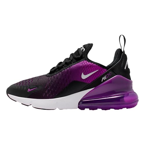 Nike Air Max 270 Big Kids' Shoes (Black/Vivid Purple/White) Size 6