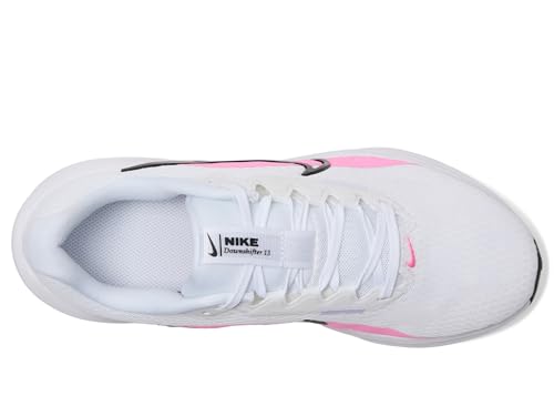 Nike Women's Downshifter 13 Road Running Shoes, White/Pink Spell-Black, 6 Extra Wide