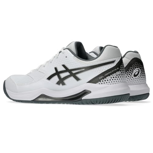 ASICS Men's Gel-Dedicate 8 Pickleball Shoes, 7.5, White/Gunmetal