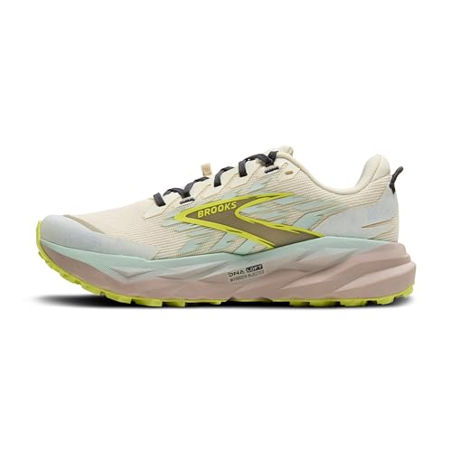 Brooks Women’s Cascadia 19 Mountain Trail Running Shoe - Coconut/Misty Blue/Ebony - 7 Medium