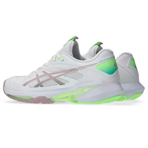 ASICS Women's Solution Speed FlyteFoam 4 Clay Tennis Shoes, 8.5, White/MORGANITE