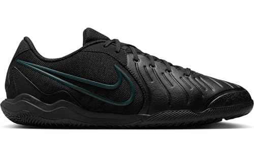 Nike Tiempo Legend 10 Academy Indoor/Court Low-Top Soccer Shoes (DV4341-002, Black/Deep Jungle/Black) Size 8.5