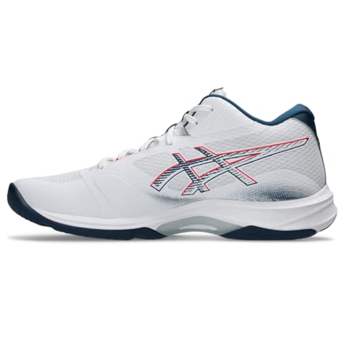 ASICS Men's Netburner Ballistic FlyteFoam 4 Mid Top Volleyball Shoes, 14, White/MAKO Blue