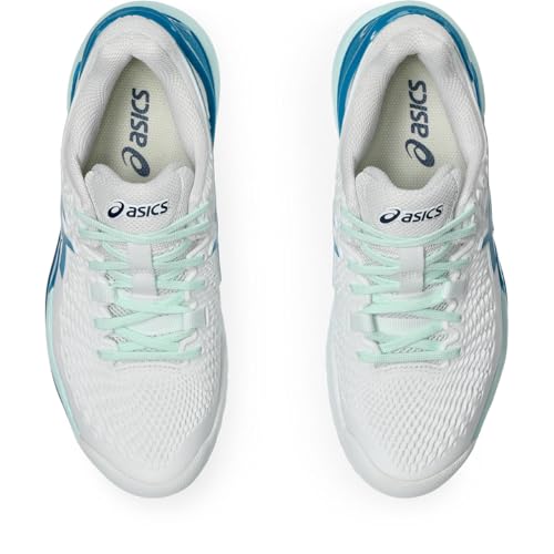 ASICS Women's Gel-Resolution 9 Trainers, White Teal Blue, 5