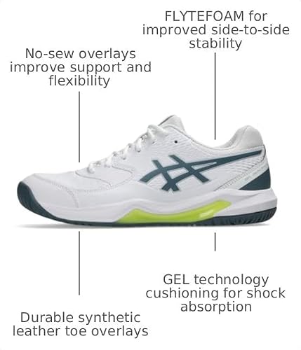 ASICS Men's Gel-Dedicate 8 Tennis Shoes, 10, White/IRONCLAD