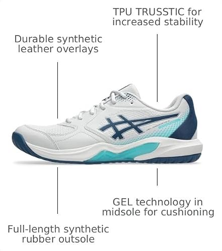 ASICS Men's Gel-Dedicate 9 Pickleball Tennis Shoes, 10, Concrete/MAKO Blue