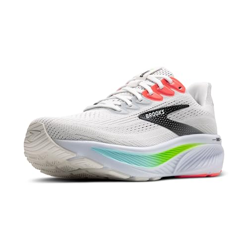 Brooks Men’s Ghost 17 Neutral Running Shoe - White/Pink Clay/Gecko - 12 Medium