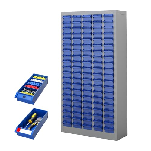 DIYTUNINGS 100 Drawers Part Cabinet Chest, Bolt Nut Tool Storage Documents with ABS Material Drawer for Hardware Organization Equipment Shelves Garage Workshop Office Supplies, Grey