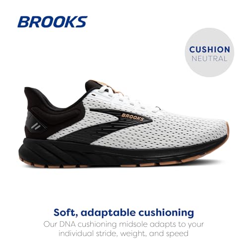 Brooks Men’s Anthem 6 Neutral Running Shoe - White/Black/Tan - 8 Medium