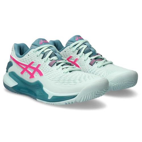 ASICS Women's Gel-Resolution 9 Padel Sneaker, Soothing SEA/HOT Pink, 4 UK, Soothing Sea Hot Pink, 4 UK