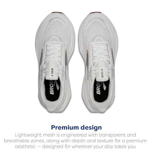 Brooks Men’s Revel 9 Neutral Running & Walking Shoe - White/Grey/Black - 12 Medium