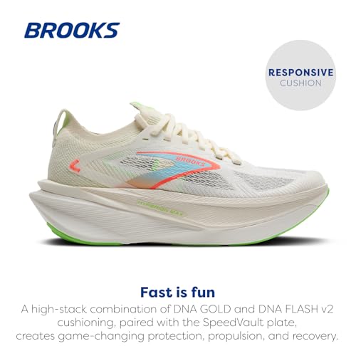 Brooks Women's Hyperion Max 3 Neutral Running Shoe - Coconut/Green Gecko/Pink Clay - 7.5 Medium