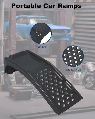 GarveeTech Heavy Duty Car Ramps Set 8000 LBS Auto Ramp Solid Steel Ramps, Pack of 2, Max Lift Height 8 inch (Black, Product Size 34.7" L x 11" W x 9" H)
