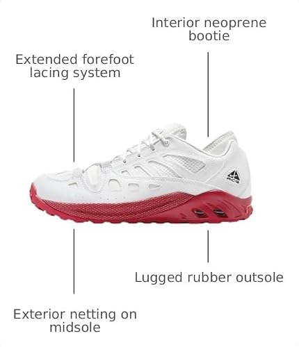 Nike ACG Air Exploraid Men's Shoes (FJ1920-101, Summit White/Summit White/University Red/Black) Size 4