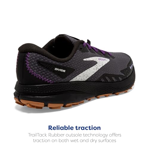 Brooks Women’s Divide 4 GTX Waterproof Trail Running Shoe - Black/Blackened Pearl/Purple - 7.5 Medium