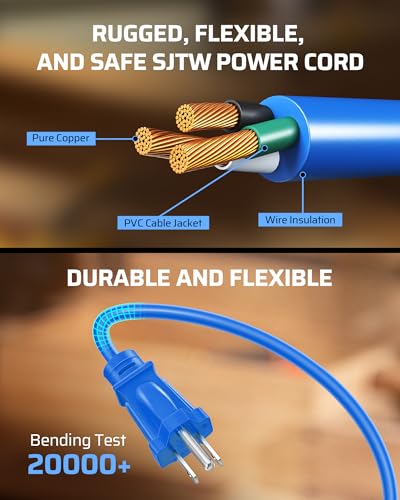 DEWENWILS 25FT Extension Cord Reel, Hand Wind Retractable Cord Reel