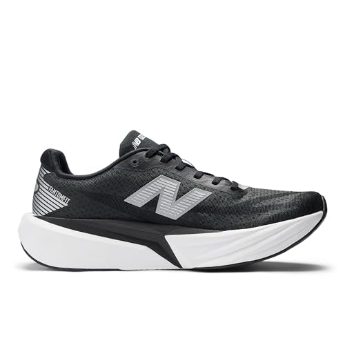 New Balance Men's FuelCell Rebel V5 Running Shoe, Black/Silver Metallic/White, 10.5 M