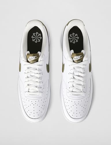 Nike Men's Court Vision Low Next Nature Shoes, White/Medium Olive, 12