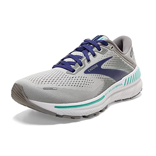 Brooks Women's Adrenaline GTS 22 Supportive Running Shoe - Alloy/Blue/Green - 6.5 Medium