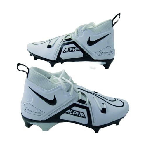 Nike Men's Alpha Menace Pro 3 Football Cleats, White/White/White/Black, 11.5