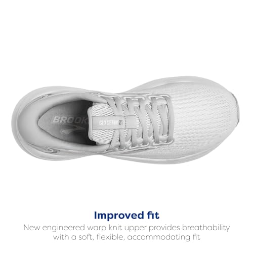 Brooks Men’s Glycerin 21 Neutral Running Shoe - White/White/Grey - 9 Medium