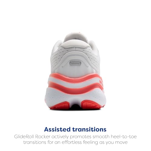 Brooks Women’s Ghost Max 2 Neutral Running & Walking Shoe - White/Hot Coral - 7.5 Medium