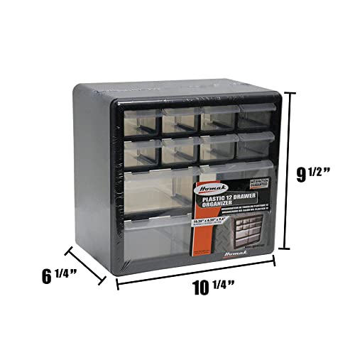 Homak 12-Drawer Parts Organizer, Black, HA01012001