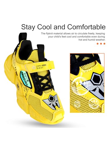 WZRUISEN Boys and Girls Leisure Sports Basketball Hiking Shoes Yellow 12 Little Kid