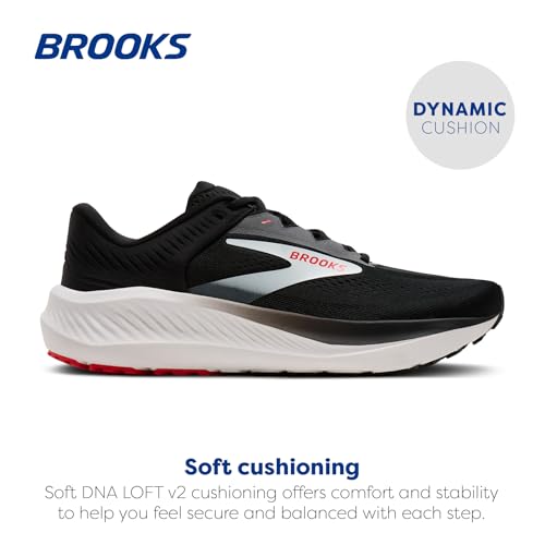 Brooks Men’s Anthem 8 Neutral Running Shoe - Black/White/Red - 13 Medium