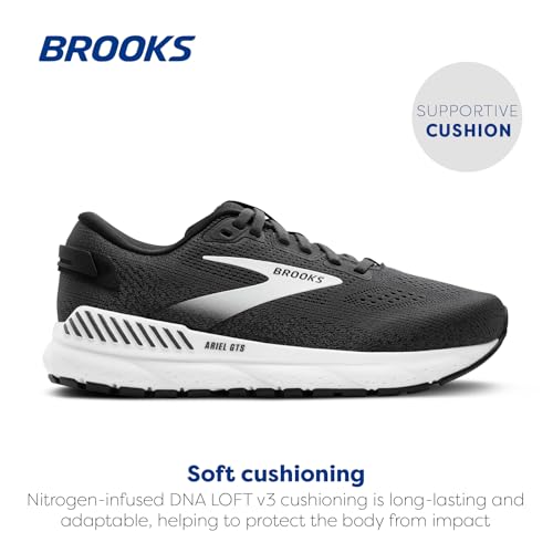 Brooks Women’s Ariel GTS 24 Supportive Running & Walking Shoe - Ebony/Black/White - 9.5 X-Wide