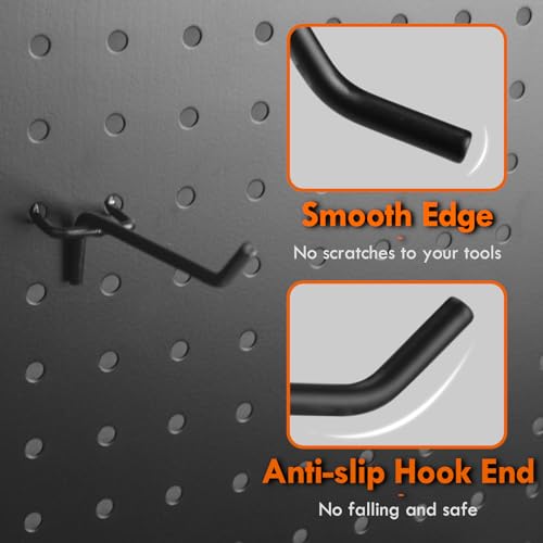 Pegboard Hooks Accessories 30pcs 2inch Metal Peg Board Tool Hangers (Black)