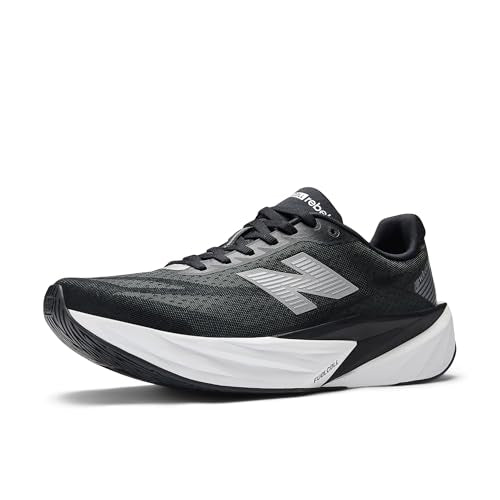 New Balance Men's FuelCell Rebel V5 Running Shoe, Black/Silver Metallic/White, 10.5 M