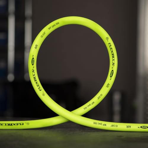 Flexzilla Air Compressor Hose, 3/8 in. x 50 ft., 1/4 in. MNPT Fittings, No-Kink, All Weather, Lightweight, Premium Hybrid Polymer, 300 PSI, ZillaGreen