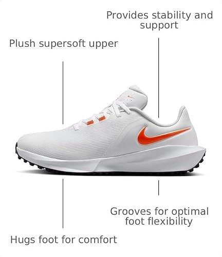 Nike Infinity G NN Golf Shoes (FN0555-102, White/Black/Safety Orange) Size 9