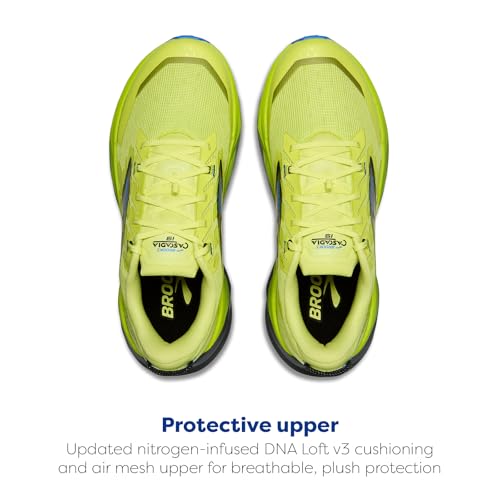 Brooks Men’s Cascadia 19 Mountain Trail Running Shoe - Sunny Lime/Black/Blue - 8 Medium