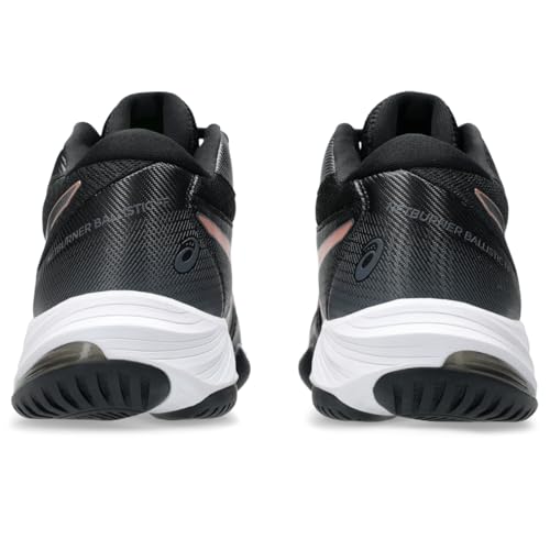 ASICS Women's Netburner Ballistic FlyteFoam Mid Top 3 Volleyball Shoes, 10.5, Black/Rose Gold