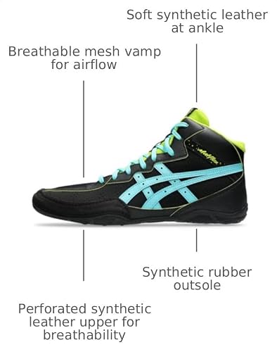 ASICS Men's Matflex 8 Wrestling Shoes, 9.5, Black/ICE Mint