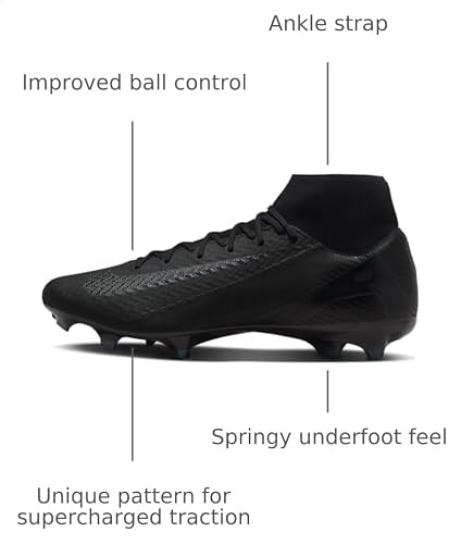 Nike Men's Zm Superfly 10 Acad Fg/MgFootball Shoe, Black Black Deep Jungle, 10 US